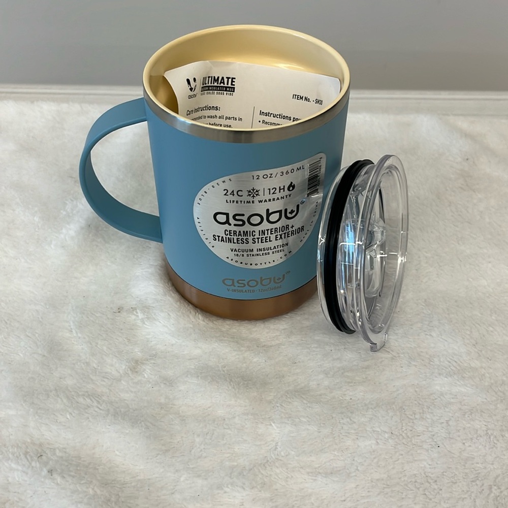 Asobu 12 oz Vacuum Insulated Ultimate Coffee Mug Baby Blue
